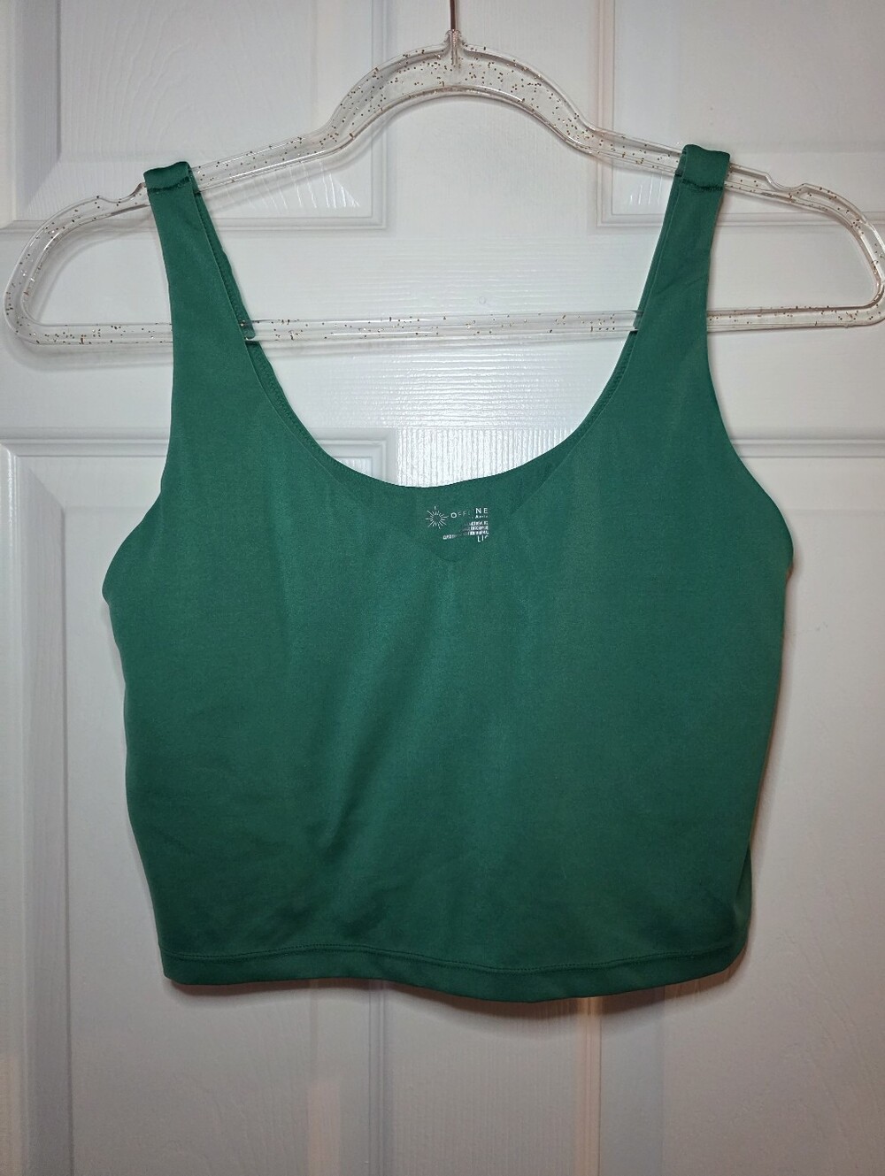 Offline by Aerie scoop-neck crop sports bra Sz L Green
